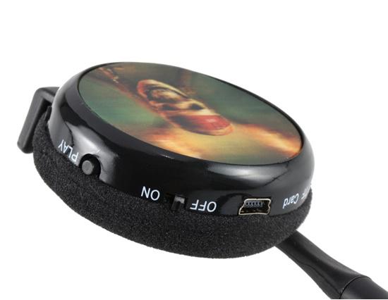 TX-Q9 Sport 3D Skull Pattern Wireless MP3 fejhallgató / FM -  TF