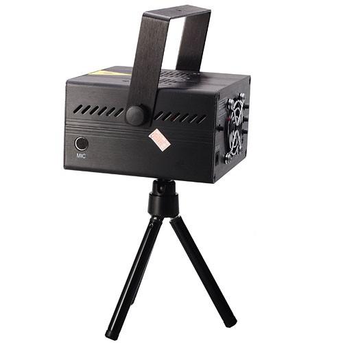 Disco fény YX-022M Mini LED Full Color and Laser MP3 Stage Lighting Projector w/ Remote Control / Tripod - Black