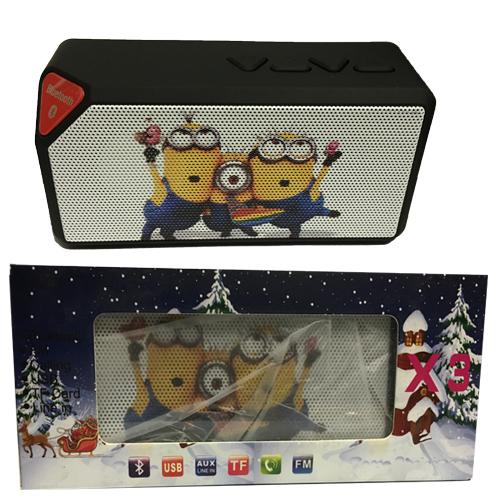 Mini Wireless Bluetooth Speaker X3 Support TF USB FM Music speakers with Santa Claus, Minions,Captain Americ