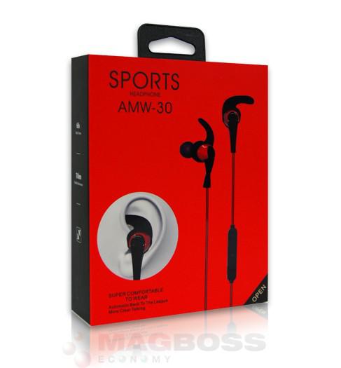 Bluetooth fülhallgató AMW-30 Wireless Sport Stereo  Headset MIC fülkampó, zajszűrés, iPhone Xiaomi IOS