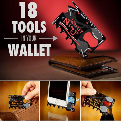 Wallet Ninja - 18 az 1-ben hitelkártya méretű zsebszerszám