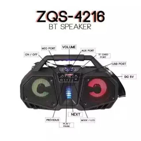 Bluetooth hordozható multimédia lejátszó 10W MP3 USB FM rádió ZQS-4216