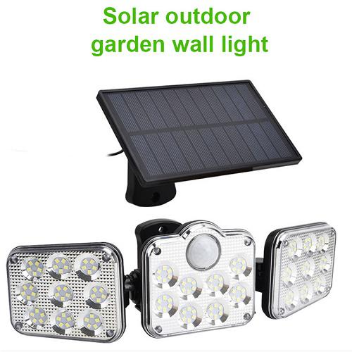 Biztonsági, 122 ledes napelemes fali lámpa, fény- és mozgásérzékelővel, távirányítóval JD-2858