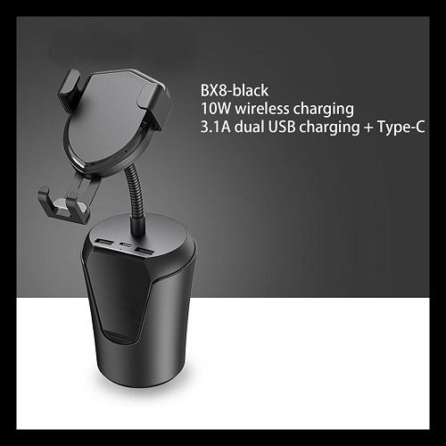 BX8 vezeték nélküli telefontöltő autóba - fekete
