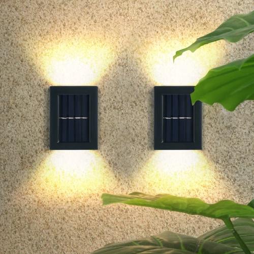 Napelemes fali LED lámpa – 2 db / fényérzékelővel, két irányba világít