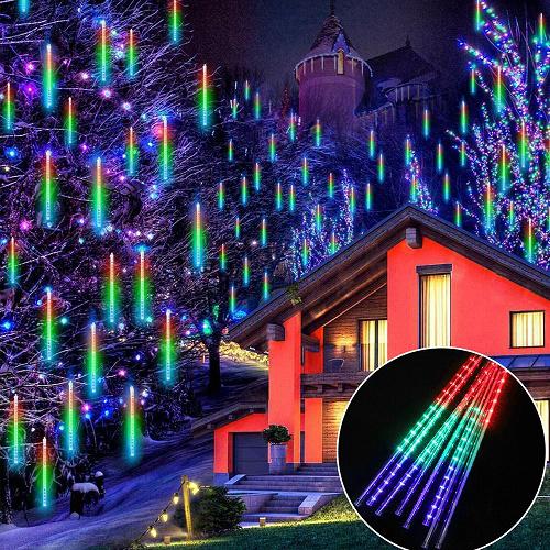 ​Karácsonyi napelemes meteoreső LED fényfüzér - 50 cm-es, RGB, 288 ledes