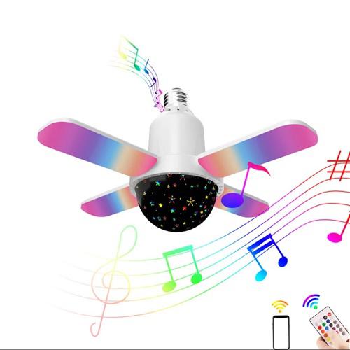 Bluetooth RGB multifunkciós lámpa beépített hangszóróval, zenére is működő led fénnyel színes led csillag kivetítővel, távirányítóval - 22cm