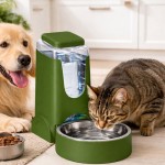 Kisállat automata itató rozsdamentes acél tállal – 3,8 L | Zöld