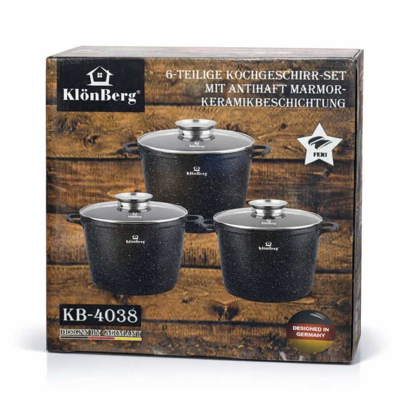 Alumínium edénykészlet – 6 részes márvány bevonattal - KlönBerg KB-4038