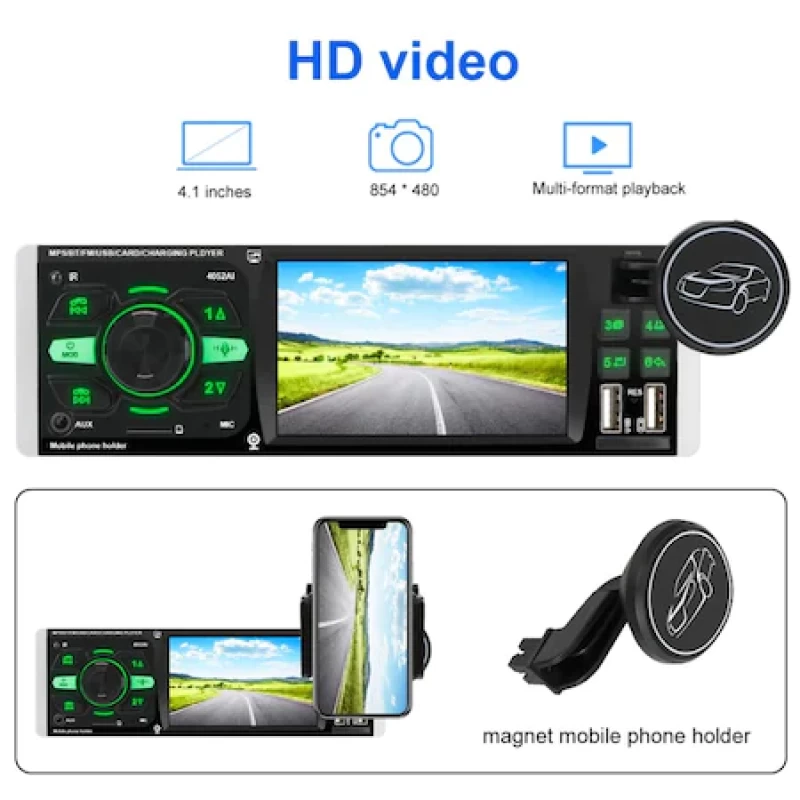 Autós Multimédiás HD Video Audio Video MP5 Lejátszó távirányítóval 4x45W 4052AI
