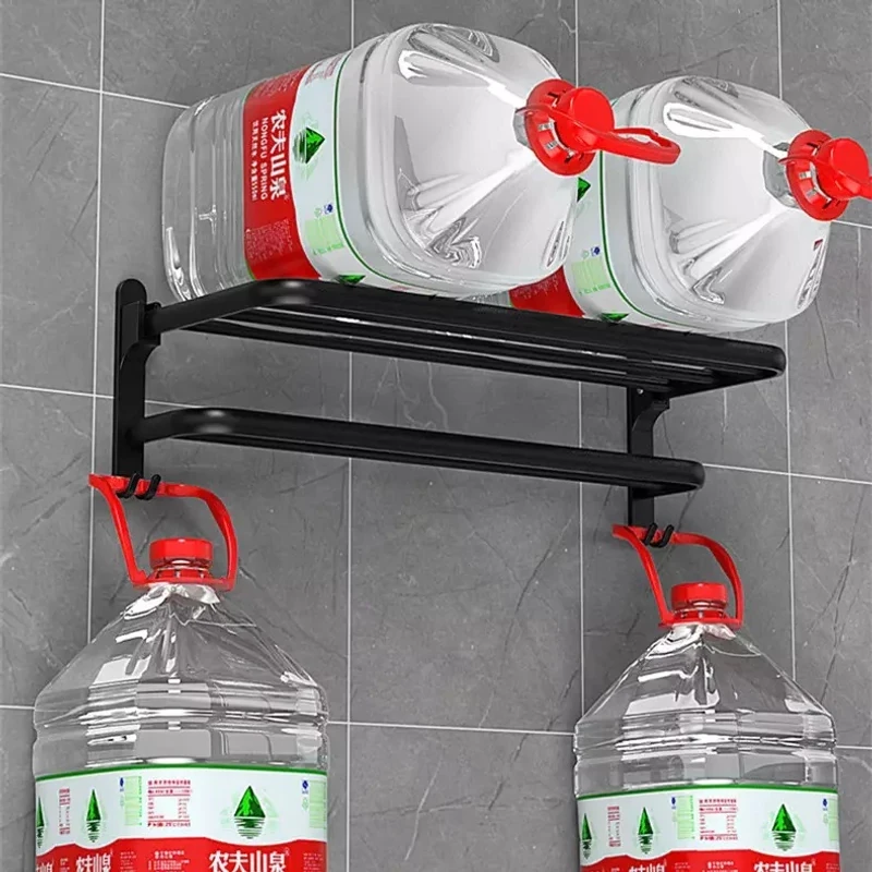 Elite® falra szerelhető rozsdamentes alumínium törölközőtartó és polc – 60 cm, fekete