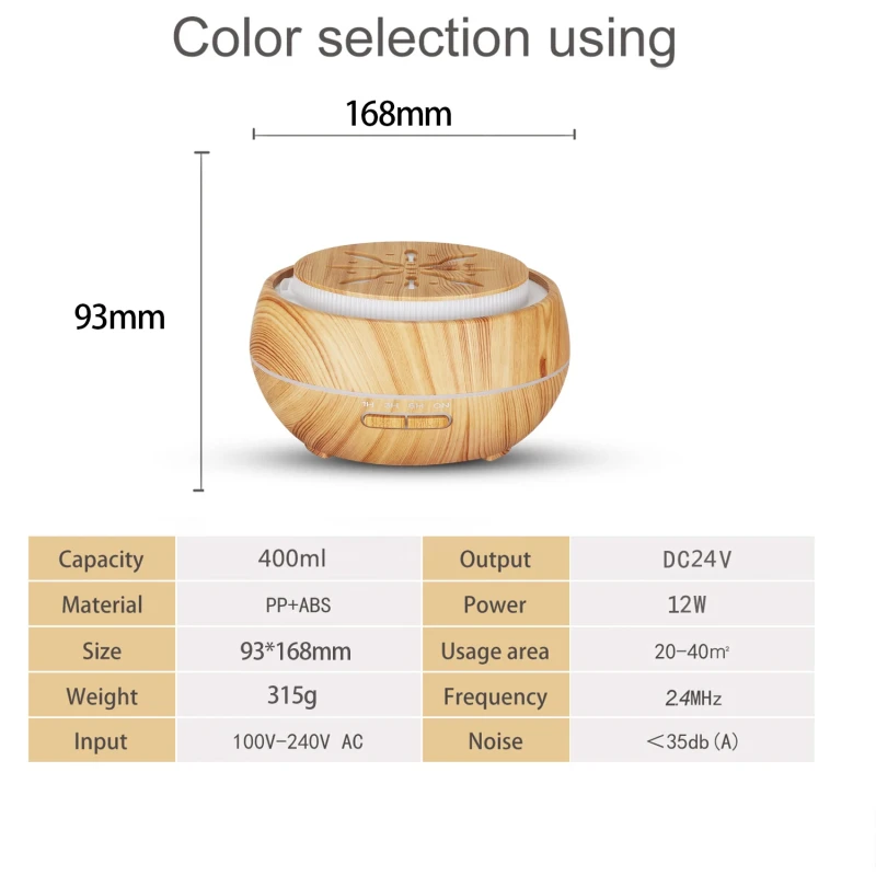 Aroma diffúzor illóolajos párásító 7Led 400ml