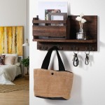 Elite Home® falra szerelhető rusztikus fa kulcs- és irattartó