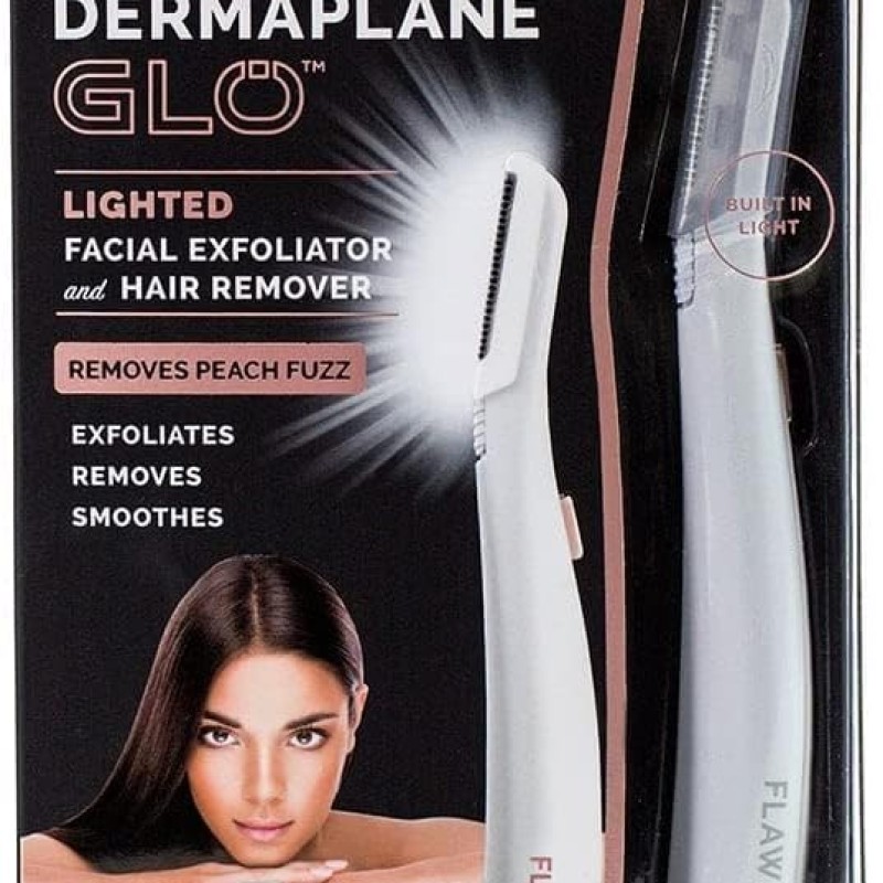Flawless Dermaplane Gló arcszőr eltávolító LED világítással - fehér (6 cserélhető fejjel)