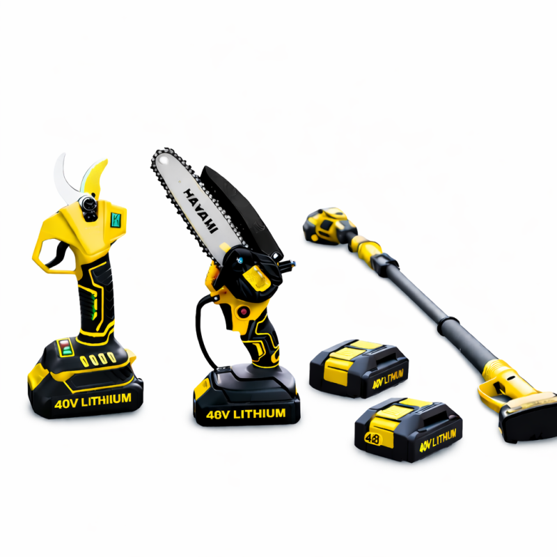 Hayami 3 az 1-ben akkumulátoros kerti szett - magassági ágvágó láncfűrész és metszőolló, teleszkópos nyél HA-1008-1
