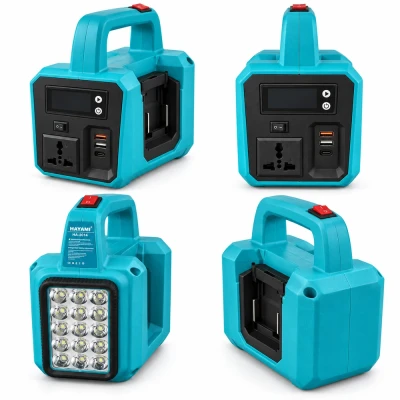 Hayami HA-2014 hordozható akkumulátoros inverter LED-lámpával – türkizkék/fekete
