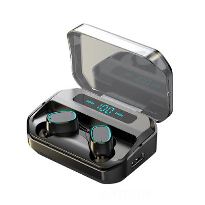 Bluetooth TWS headset kijelzővel / vezeték nélküli fülhallgató tokba épített töltővel KD-M8