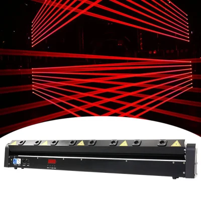 8 LED 8 Eyes Red Laser DJ Beam Lézerprojektor Fény Mozgó Fejekkel a DMX512 LED Disco Stage Lighting Bar Effect 500mwx