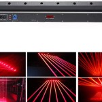 8 LED 8 Eyes Red Laser DJ Beam Lézerprojektor Fény Mozgó Fejekkel a DMX512 LED Disco Stage Lighting Bar Effect 500mwx