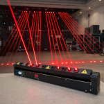 8 LED 8 Eyes Red Laser DJ Beam Lézerprojektor Fény Mozgó Fejekkel a DMX512 LED Disco Stage Lighting Bar Effect 500mwx