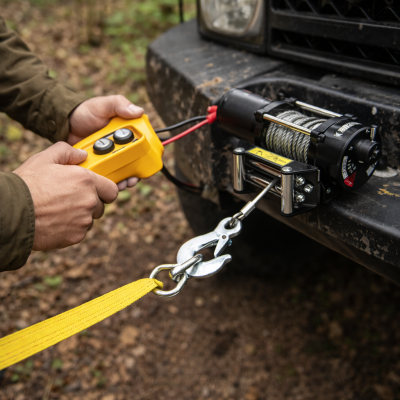 Elektromos ATV Csörlő 12V – 3500 lbs / 1587 kg, Kézi Kapcsolóval (KE25-158)