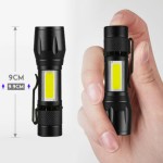 Erős fényerejű zoomolható ledes elemlámpa USB-ről tölthető