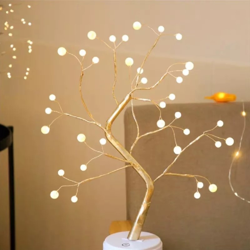 Dekorációs fa LED gyöngyökkel, meleg fehér - 45 cm