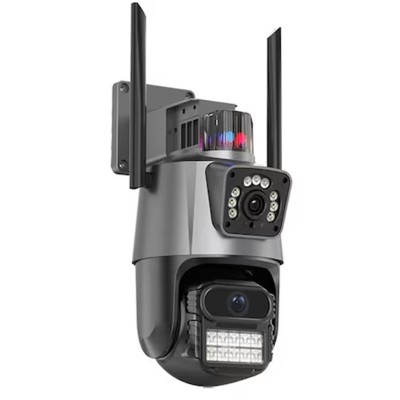 Dupla lencsés 4 MP Wifi biztonsági kamera vízálló CCTV videó megfigyelő kamera 2K Alarm fényjelző IP kamera