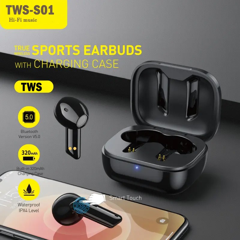 Intelligens Bluetooth-os fülhallgató  V5.1 Smart Touch Control TWS-S01