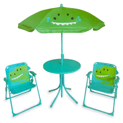 Krokodilos kerti gyerekbútor szett - piknik asztal, székekkel, napernyővel
