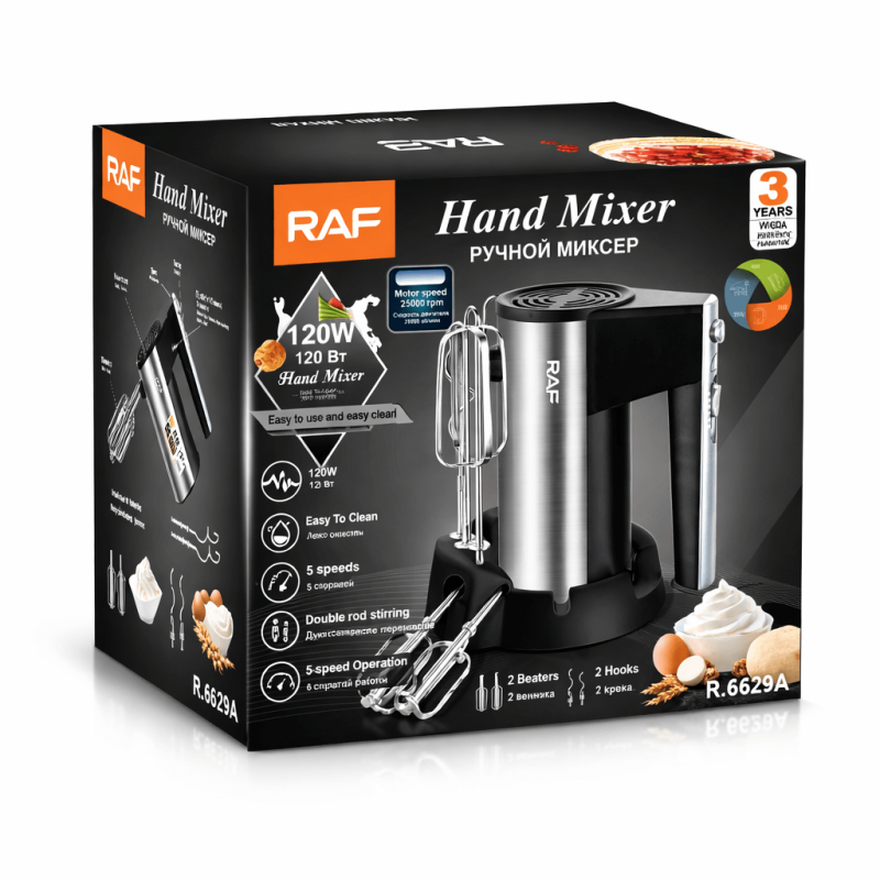 Kézi Mixer – 120W, 25.000 RPM, 5 sebességfokozat - RAF R.6629