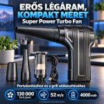 Super Power Turbo Fan akkumulátoros kézi légfúvó – 4000 mAh, fekete/grafitszürke